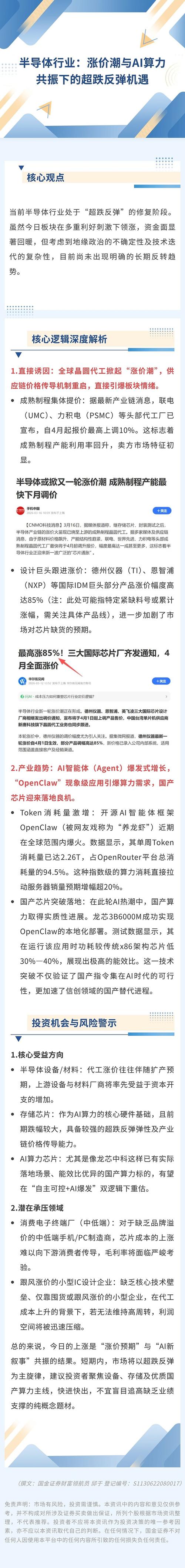 半导体厂商上调产品价格,AI算力需求持续拉动